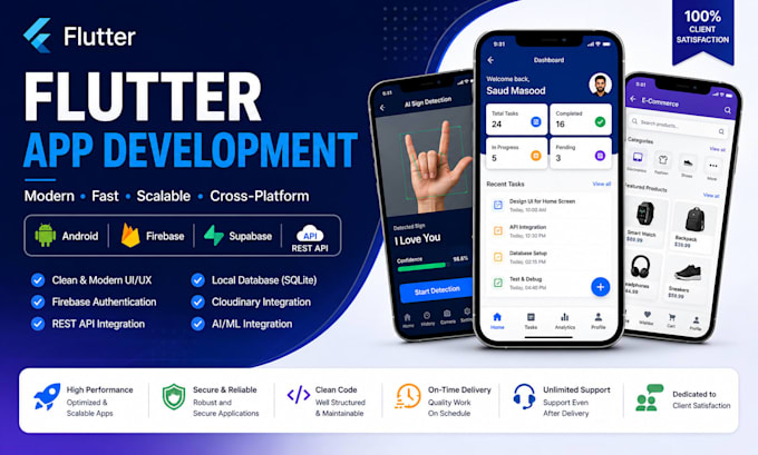 develop a full stack flutter based mobile application