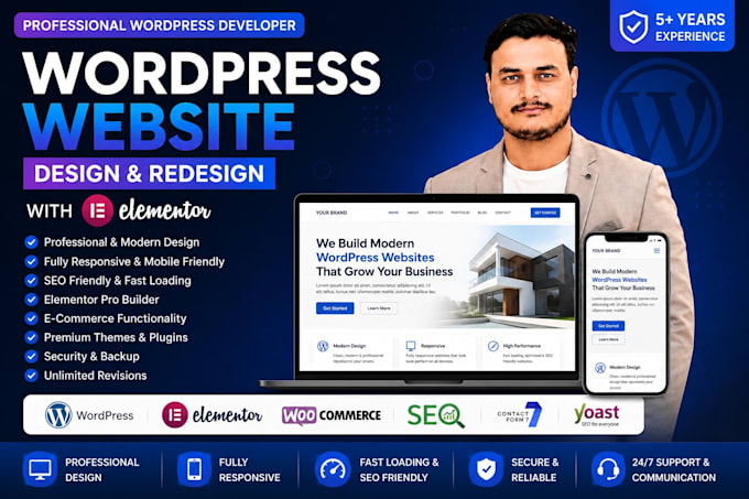 build a professional responsive wordpress website or elementor website