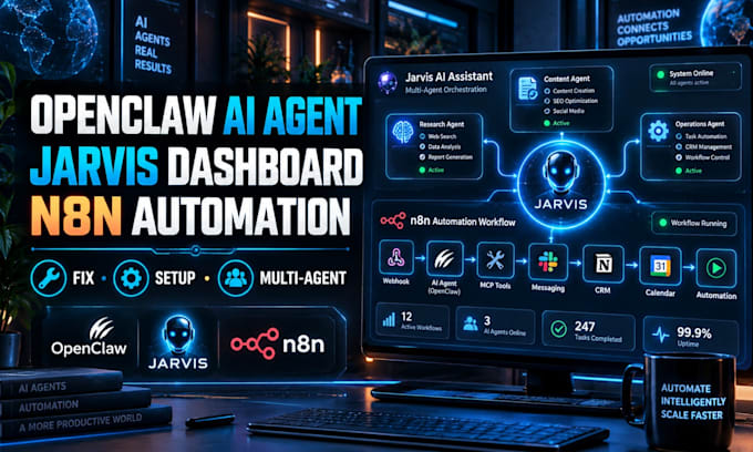 setup open claw multi ai agent n8n jarvis assistant dashboard shopify automation