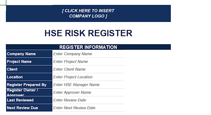 create a fully automatic hse risk register in excel