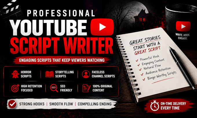 write engaging horror story scripts for youtube