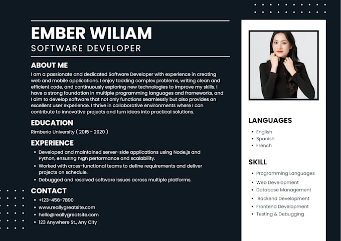 design a professional resume and CV template in canva