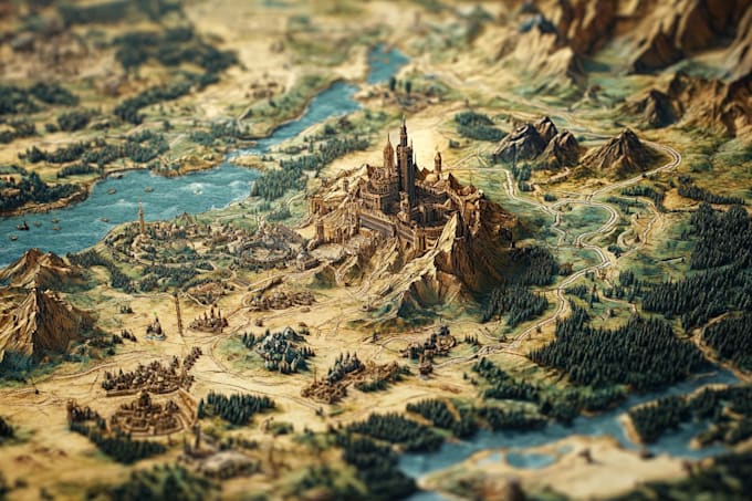 make fantasy map illustration for  novels and games