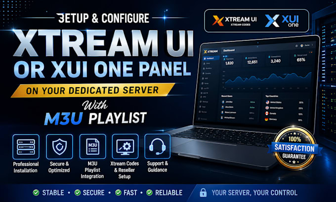 configure xtream UI or xui one panel on your dedicated server with m3u playlist