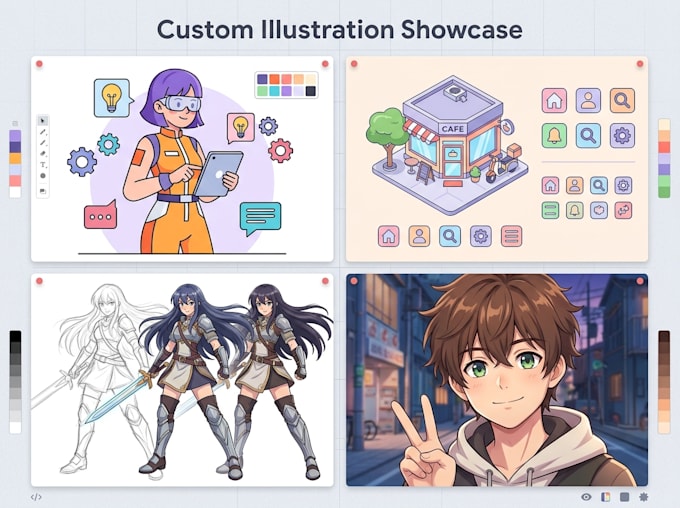 design custom vector illustrations, character and anime style art