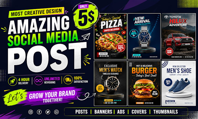 design eye catching social media posts image, news thumbnail