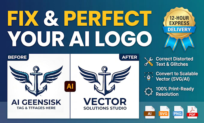 redraw, redesign, refine and enhance your ai generated logo