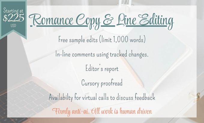 copy and line edit your romance manuscript