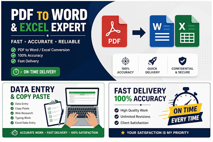 do data entry, copy paste, PDF to word and excel