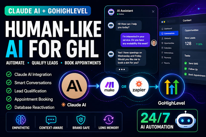 develop custom claude ai assistant for your gohighlevel CRM integrate claude ai
