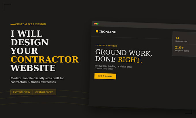 design a contractor, construction, plumbing and hvac website