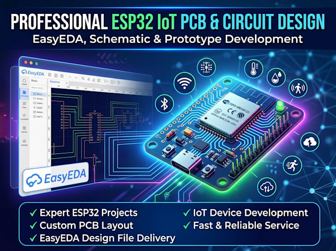 design esp32 iot pcb, circuit, and easyeda projects