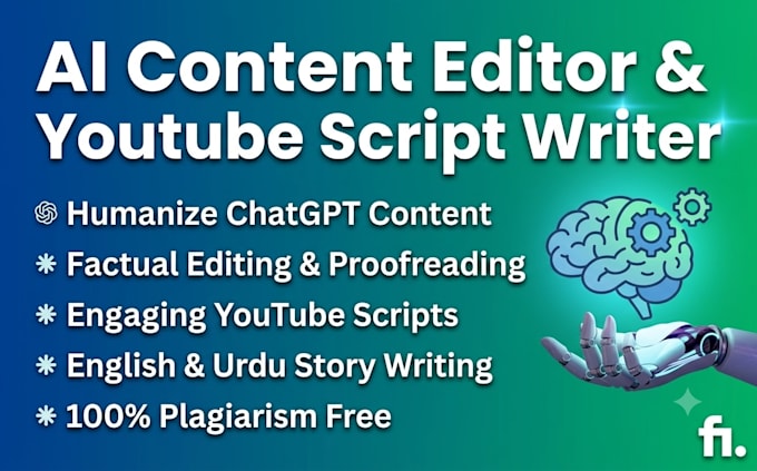 do professional ai content editing and youtube script writing