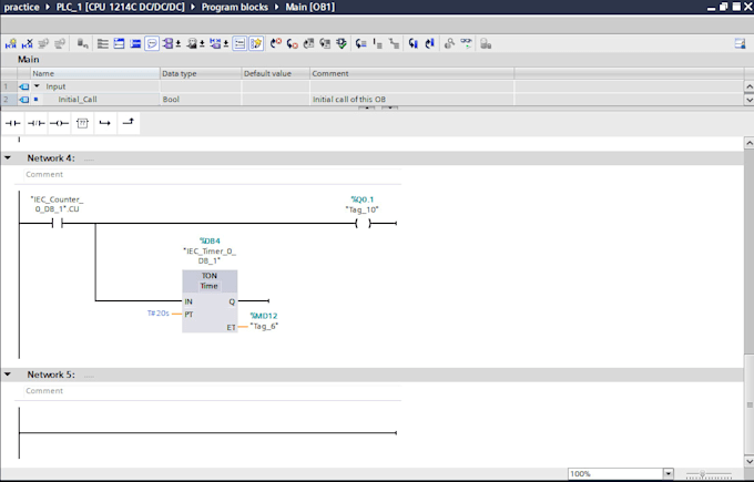 develop siemens plc ladder logic using tia portal