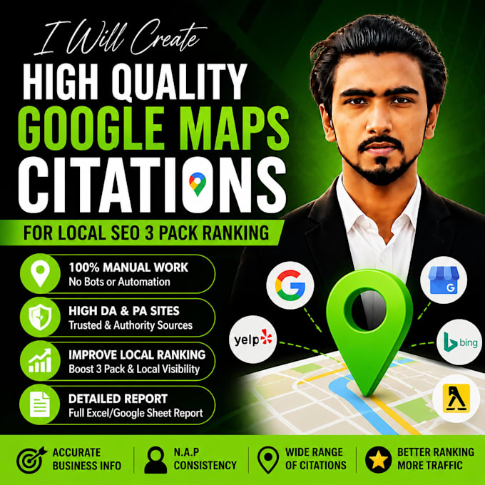 create high quality google maps citations for local SEO 3 pack ranking