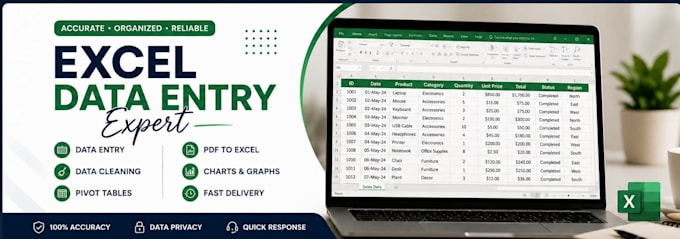 do excel data entry, formatting, cleaning, and pivot tables