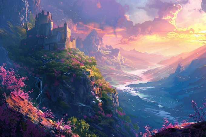 draw fantasy landscape or enviroment art