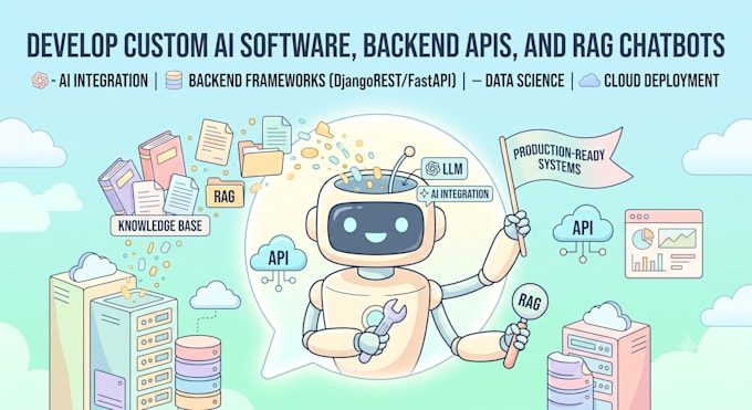 develop custom ai software, backend apis, and rag chatbots