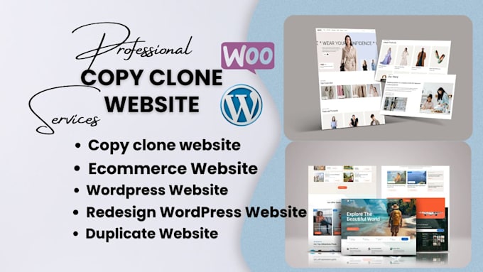 copy clone website redesign shopify store design wordpress copy clone website