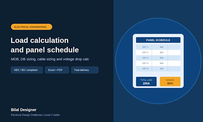 do electrical load calculation, panel schedule and cable sizing