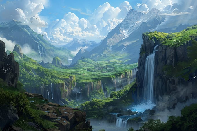 create fantasy landscape illustration