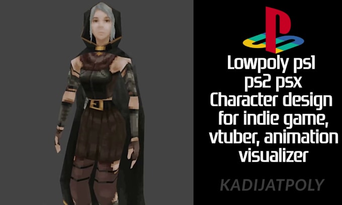 do retro ps1 psx n64 3d lowpoly character for indie game, vtuber, loop animation