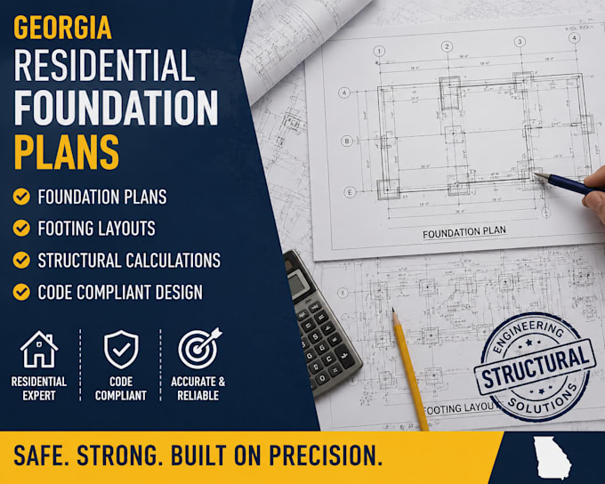 create georgia residential foundation plans, footing layouts, structural calc