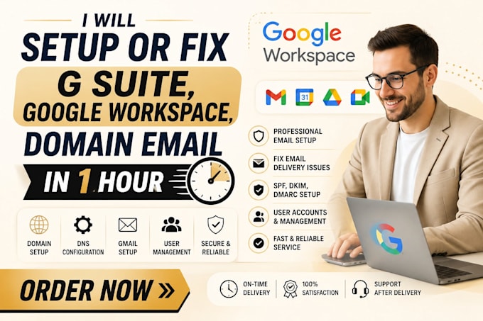 setup or fix g suite, google workspace, domain email in 1 hour