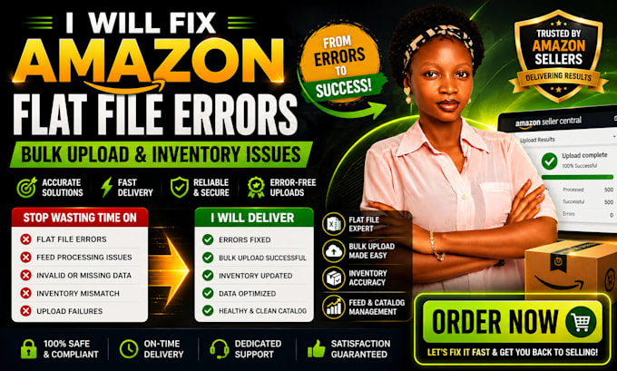 fix amazon flat file errors bulk upload and inventory issues