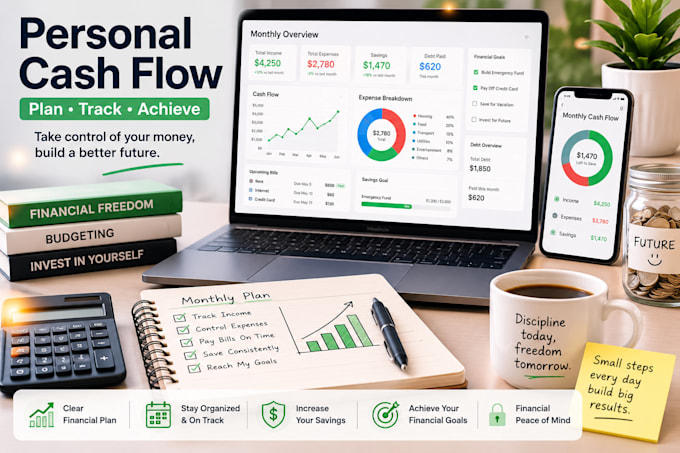 organize your personal finances, budget, cash flow