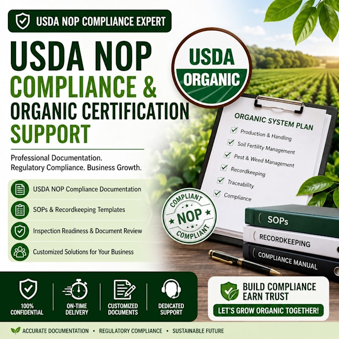 provide usda nop compliance and organic certification support