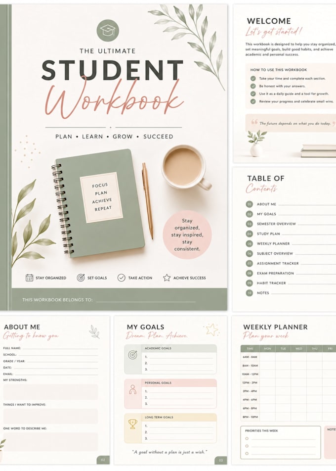 design quality printable student workbook freebie canva workbook