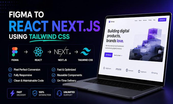 convert figma to react next js using tailwind CSS