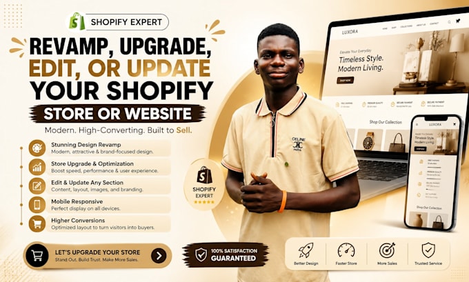 revamp, upgrade, edit or update your shopify store or website