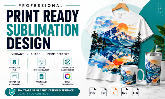 create or edit print ready sublimation design for t shirt and pod