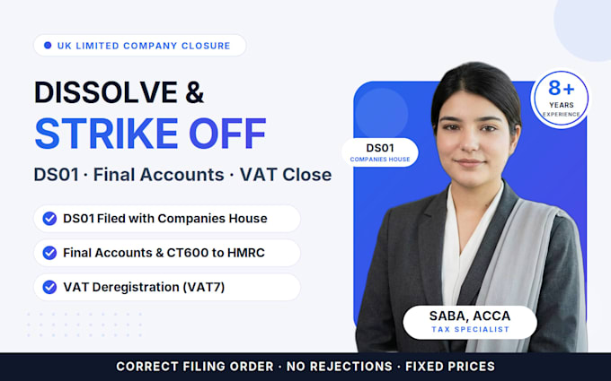 dissolve, strike off UK ltd company and vat deregistration