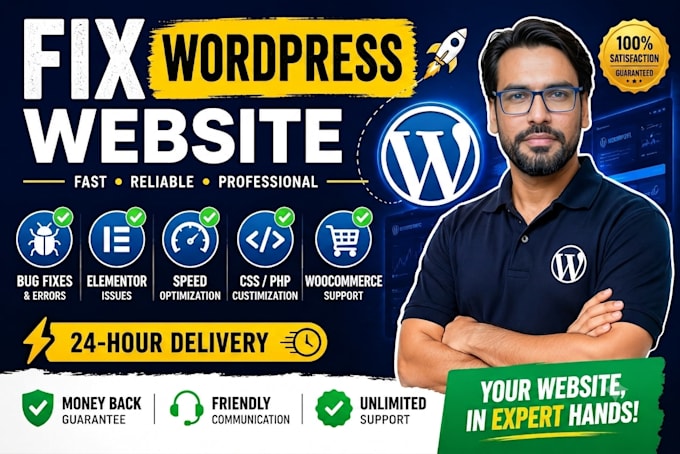fix, customize, or maintain your wordpress website