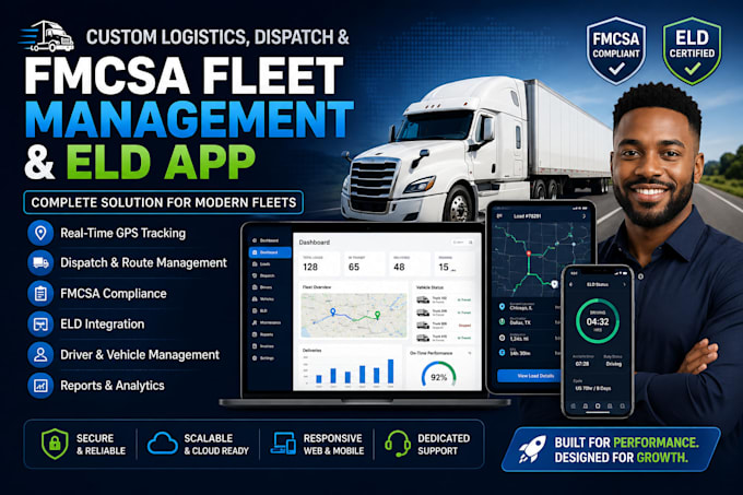 develop logistics, dispatch, fmcsa fleet management and eld app