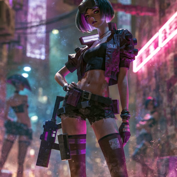 cyberpunk female character desing