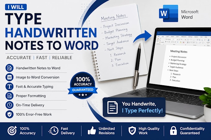 type handwritten notes into word and PDF professionally