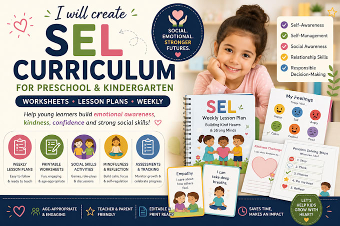 create sel curriculum for preschool kindergarten worksheet lesson plan weekly