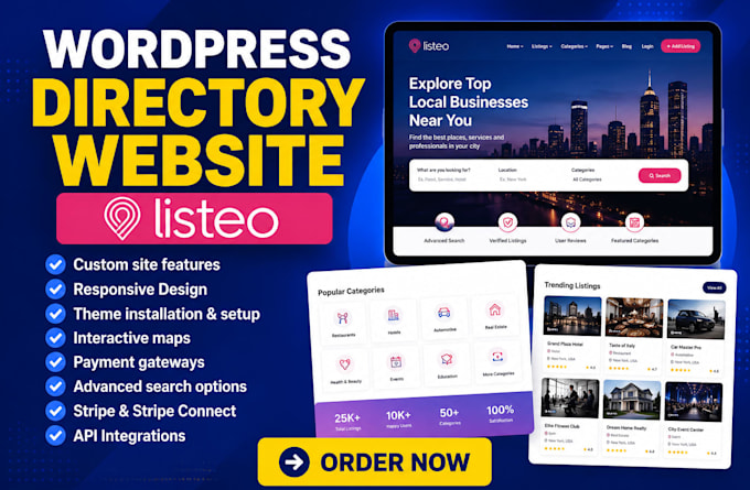 build a custom directory, listing or booking website with listeo theme