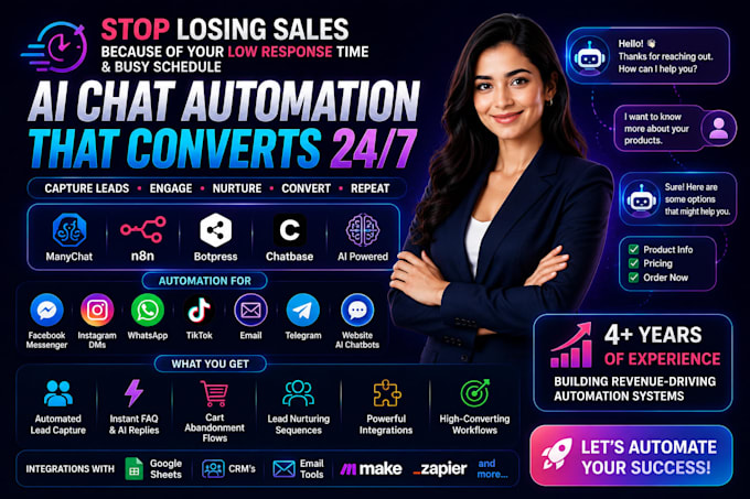 automate instagram, facebook, and whatsapp with manychat chatbot