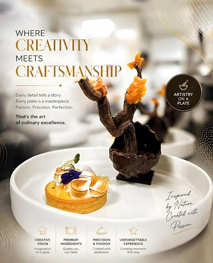design luxury restaurant, fine dining and cafe social media posts