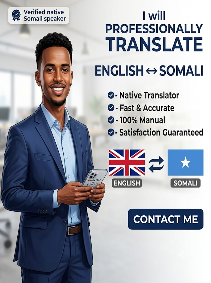 professionally translate english to somali and vice versa