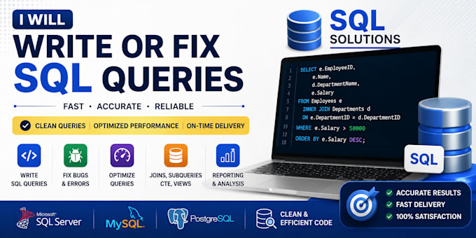 write, fix, and optimize sql queries for your database