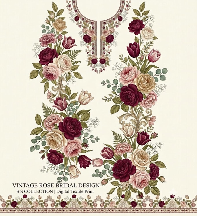 create luxury floral kurti pattern for lawn in 24 hours