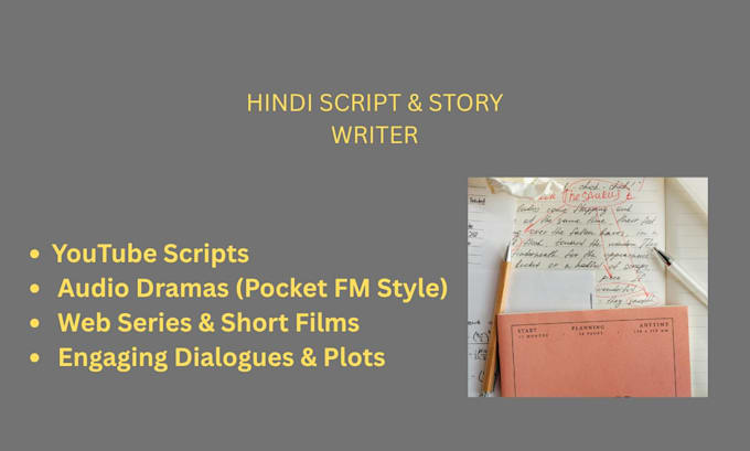 do creative hindi script writing and story writing