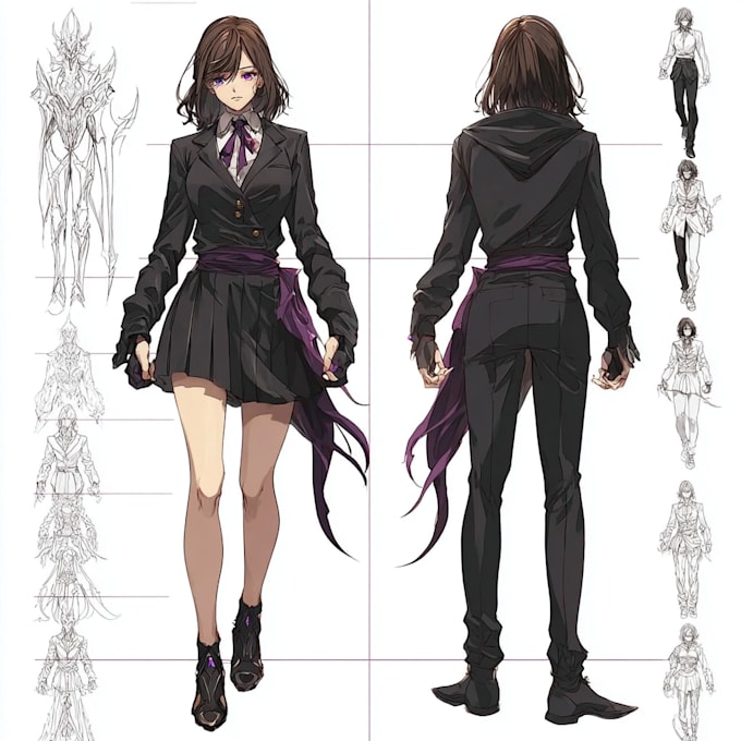 design a complete anime character sheet reference