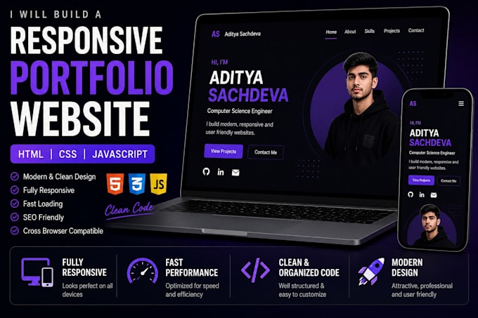build a modern responsive portfolio website